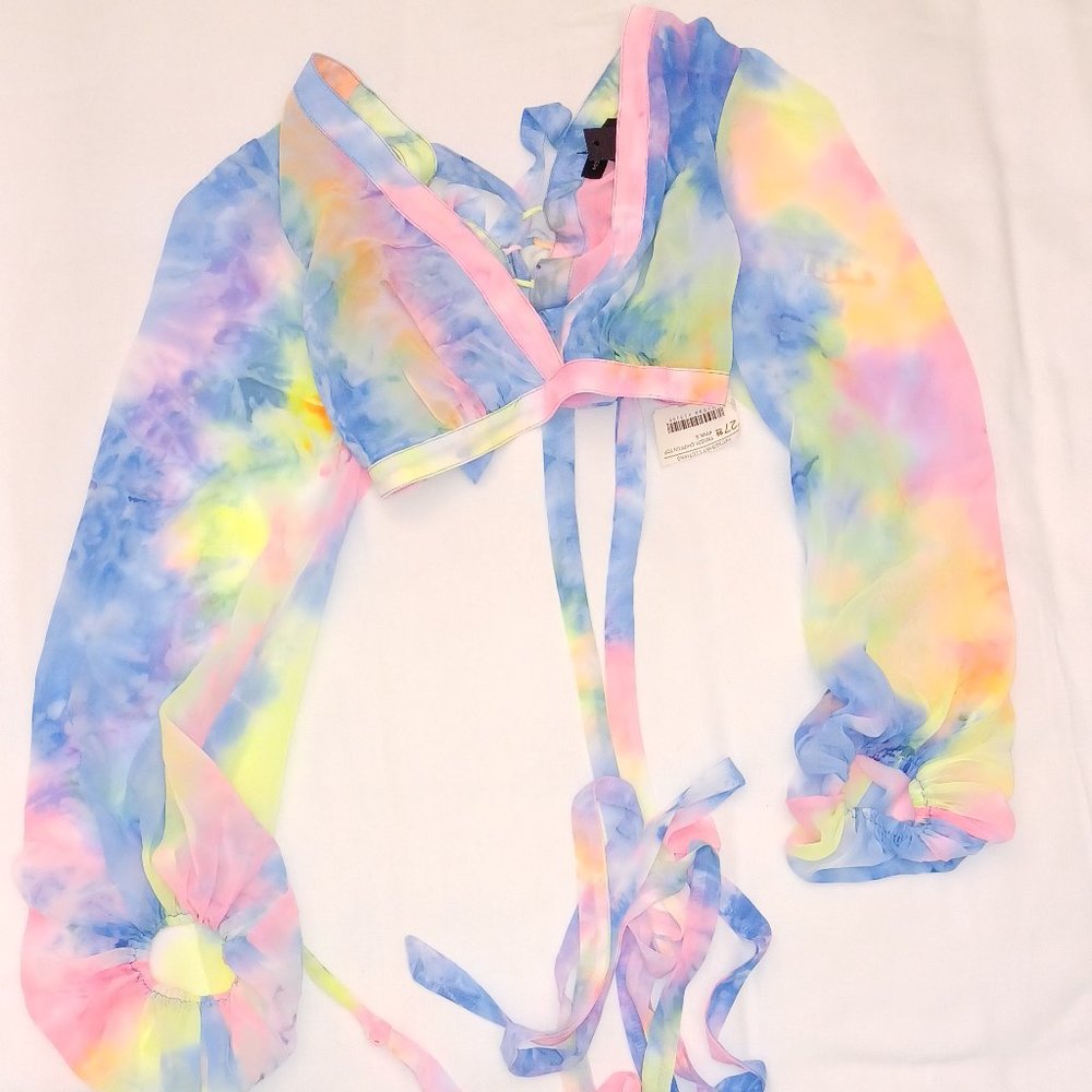SMALL MULTI COLOR TIE DYE SUMMER / SPRING CHIFFON TOP